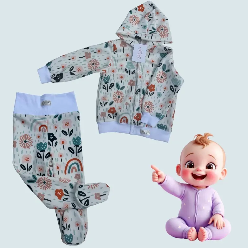 kapucnis kocsikabát, lábfejes pocaknadrággal